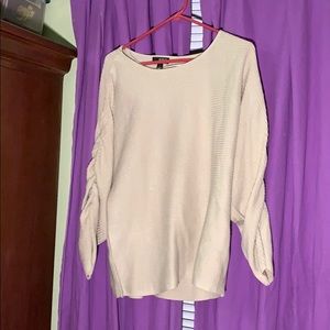 a.n.a. cream cinched sleeve sweater